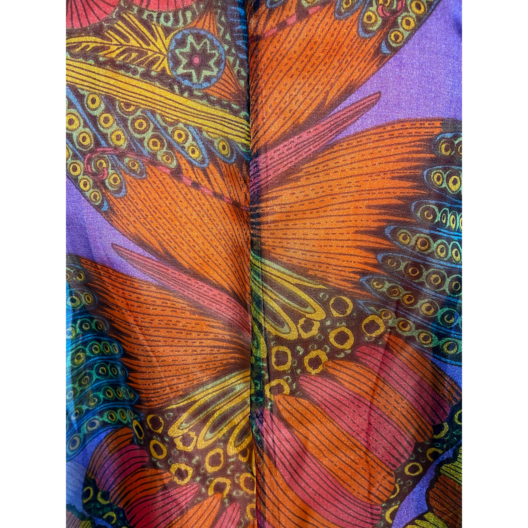 Vintage 1960s Tent Dress Psych Print Butterflies Flowers M