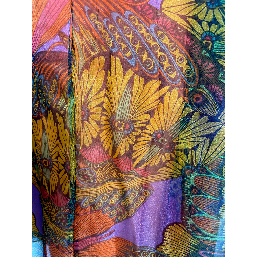 Vintage 1960s Tent Dress Psych Print Butterflies Flowers M