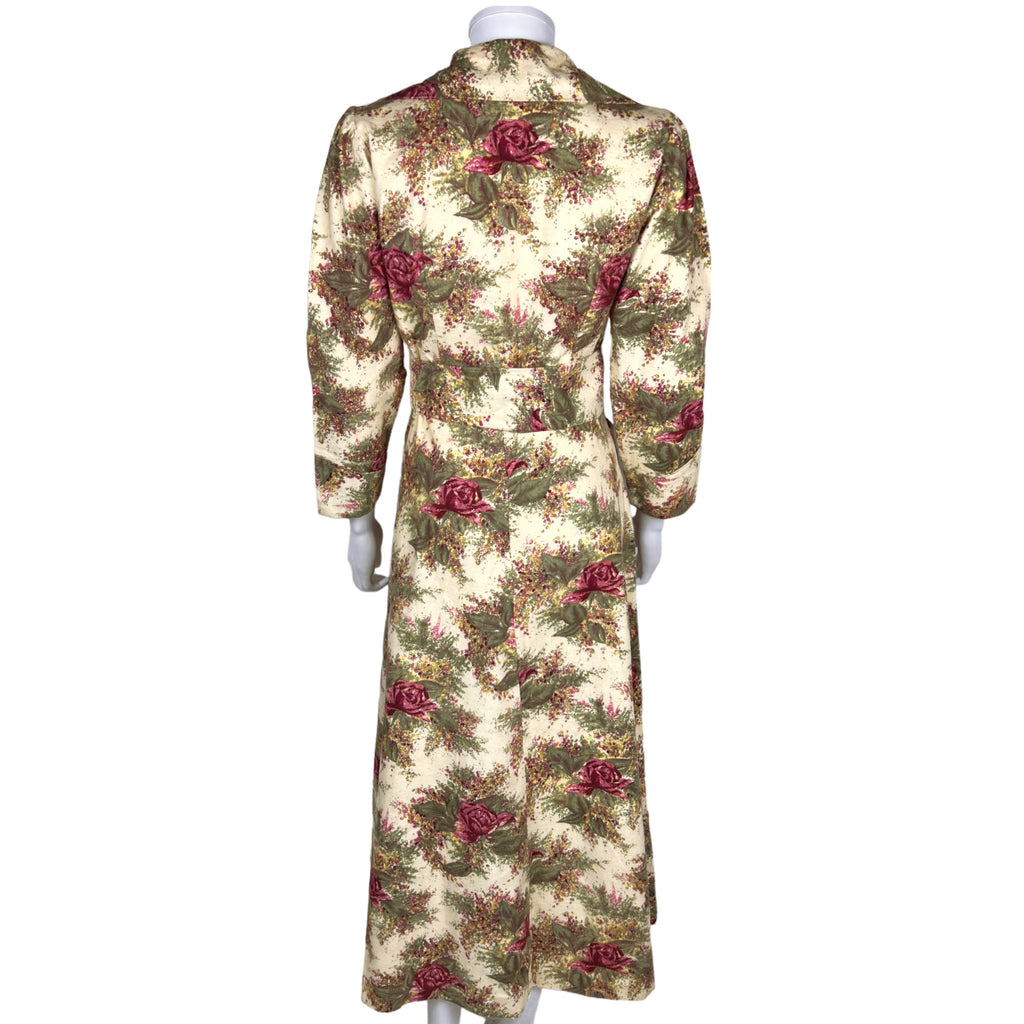 Vintage 1940s 50s Dressing Gown Cotton Flannel Robe Sz M