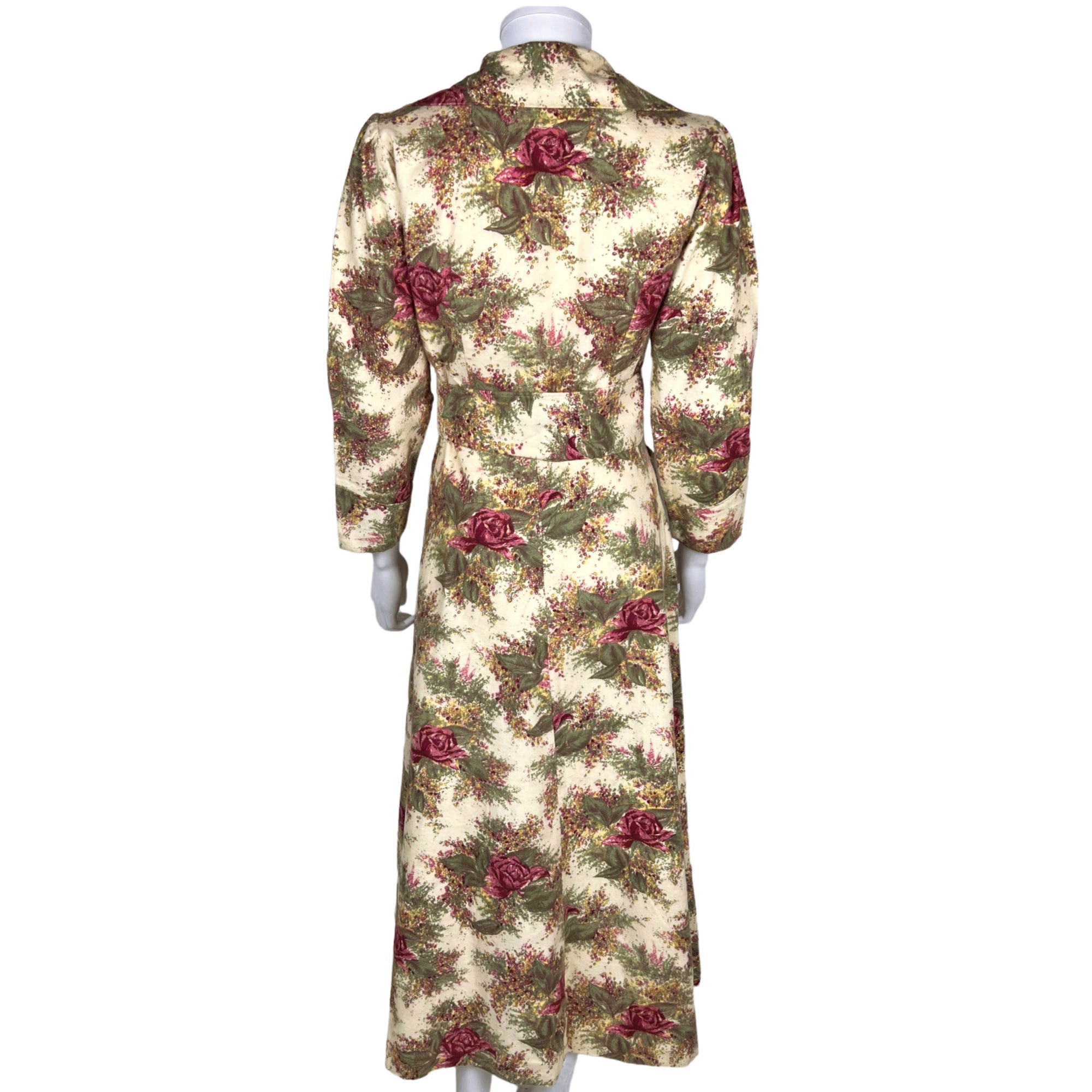 Vintage 1940s 50s Dressing Gown Cotton Flannel Robe Sz M