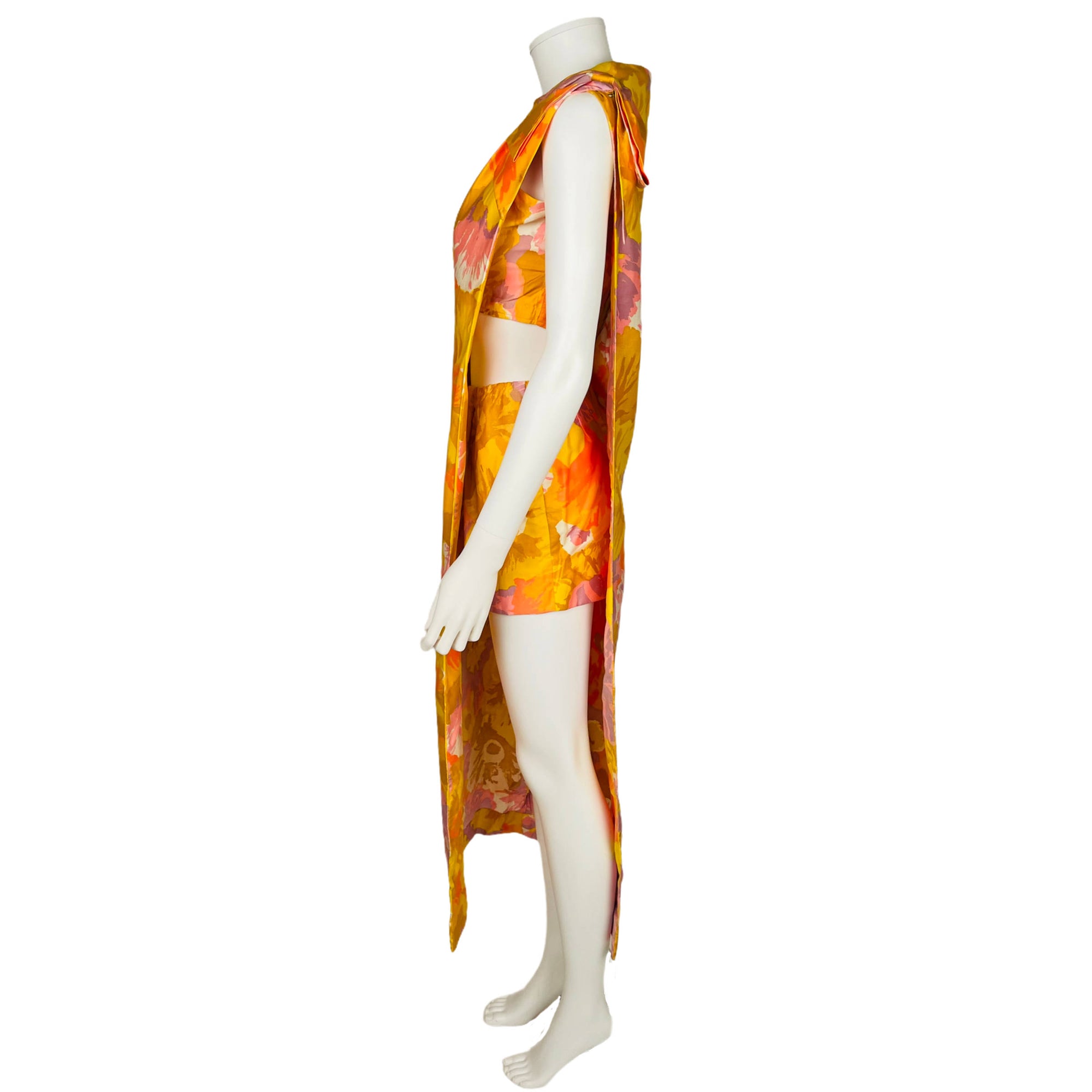 Vintage 60s Resort Dress Play Suit Set Two Piece w Cover Up