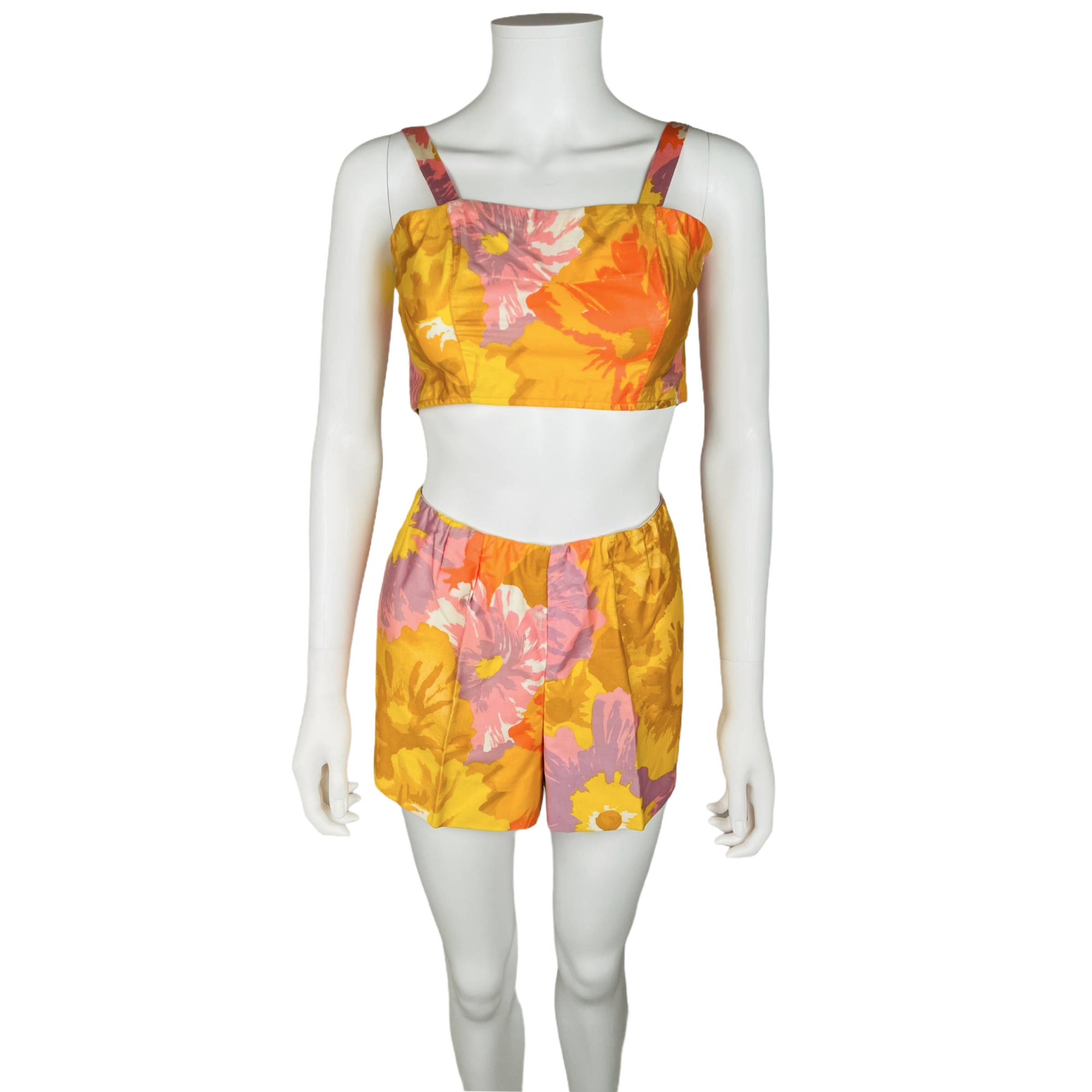 Vintage 60s Resort Dress Play Suit Set Two Piece w Cover Up