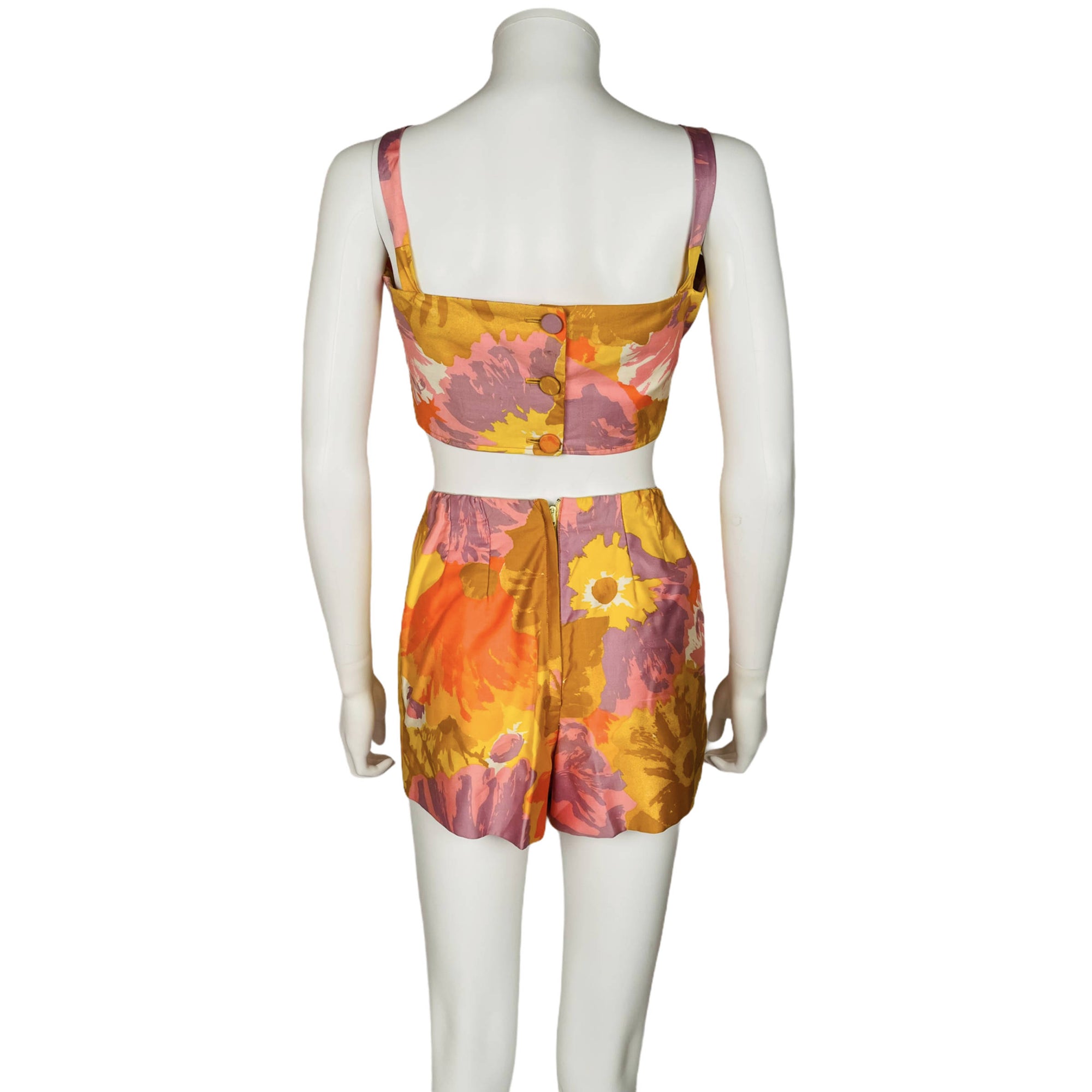 Vintage 60s Resort Dress Play Suit Set Two Piece w Cover Up