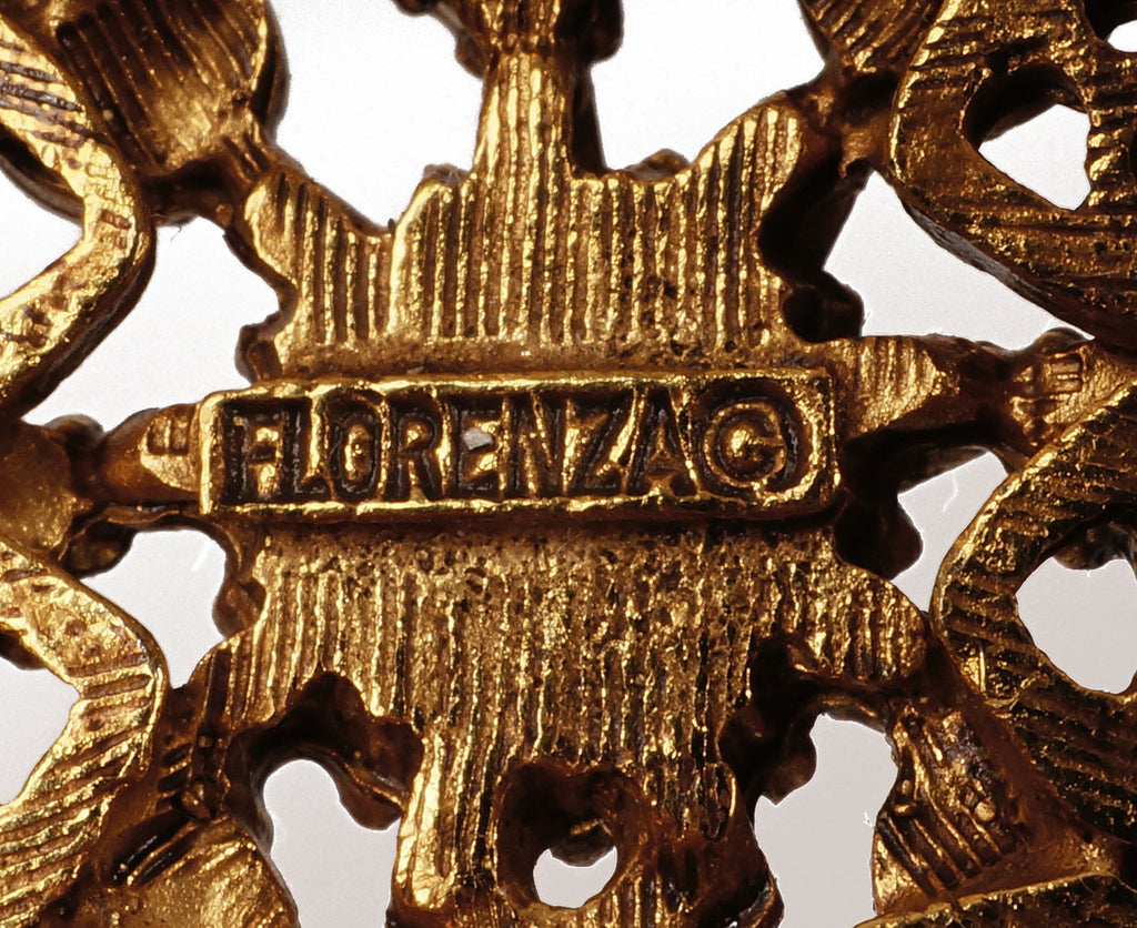 Vintage 1950s Florenza Victorian Revival Pendant Brooch - Poppy's Vintage Clothing