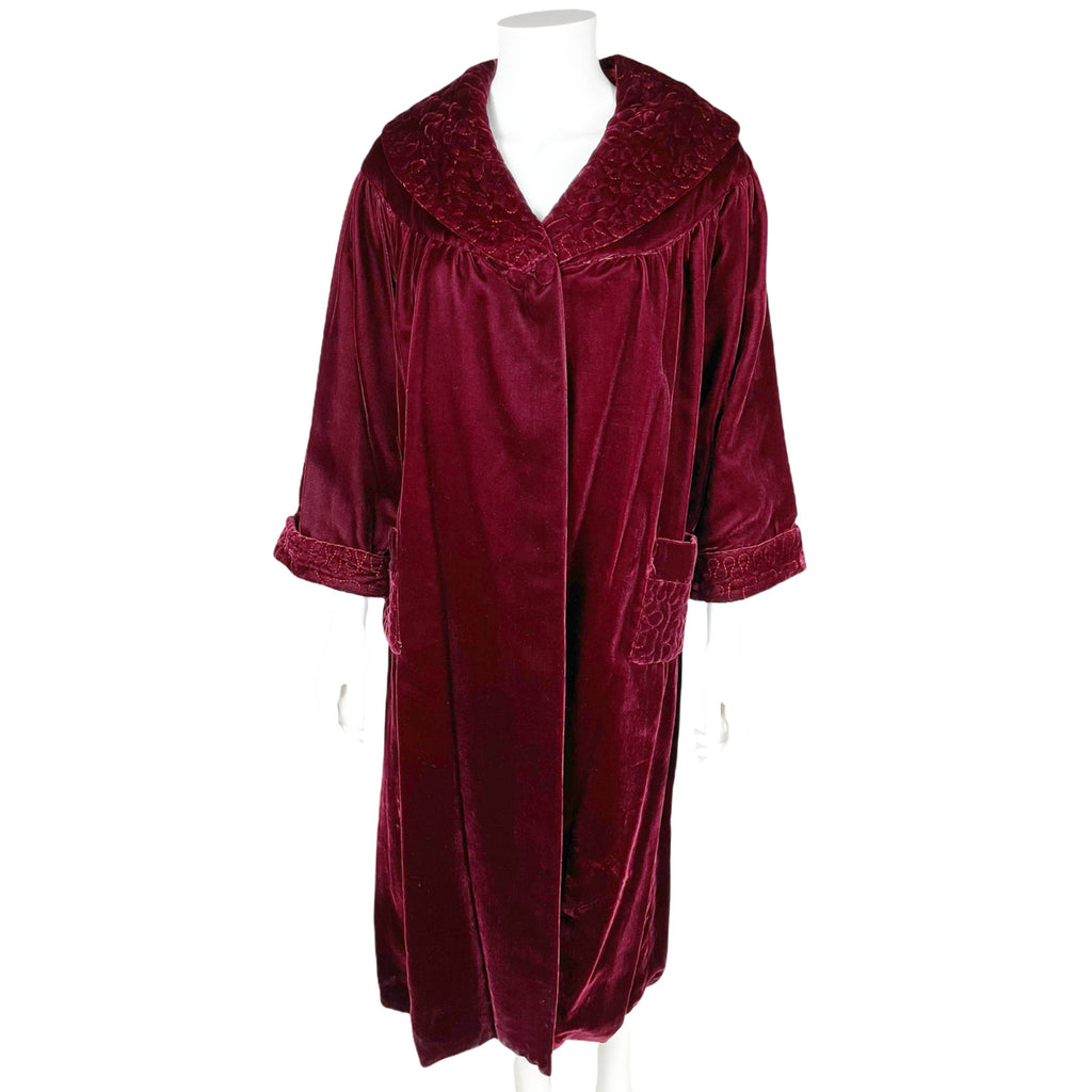 Vintage 1950s Red Velvet Dressing Gown Florida Confezioni