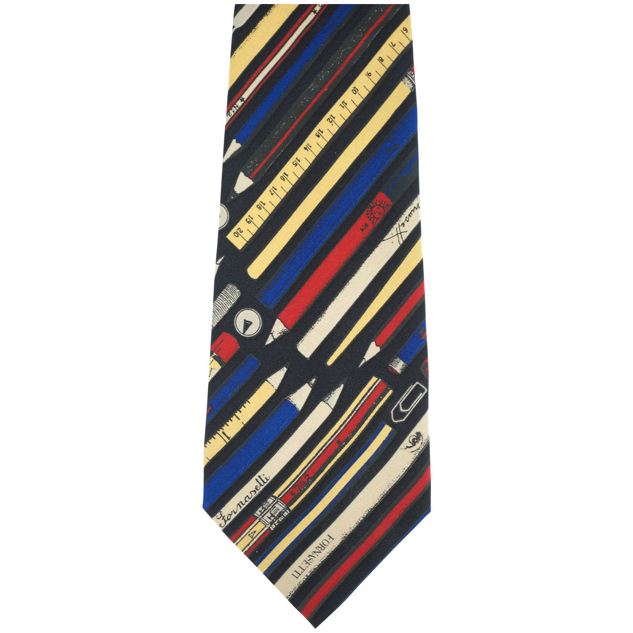 Vintage Fornasetti Silk Tie Strumenti Da Disegno Pencils Etc - Poppy's Vintage Clothing