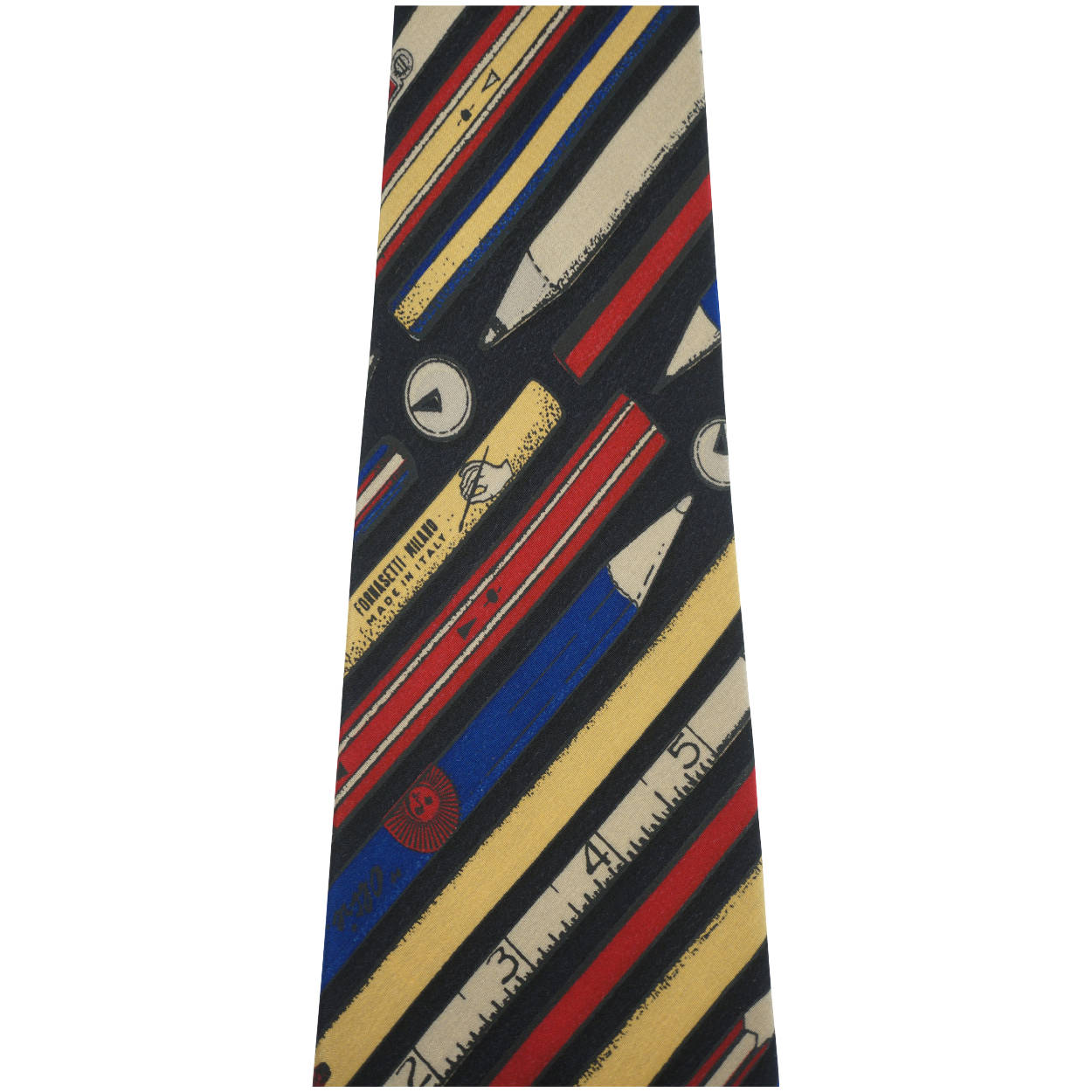 Vintage Fornasetti Silk Tie Strumenti Da Disegno Pencils Etc - Poppy's Vintage Clothing