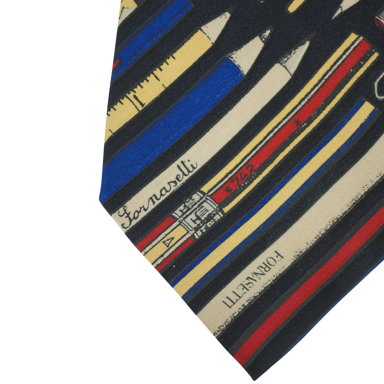 Vintage Fornasetti Silk Tie Strumenti Da Disegno Pencils Etc - Poppy's Vintage Clothing