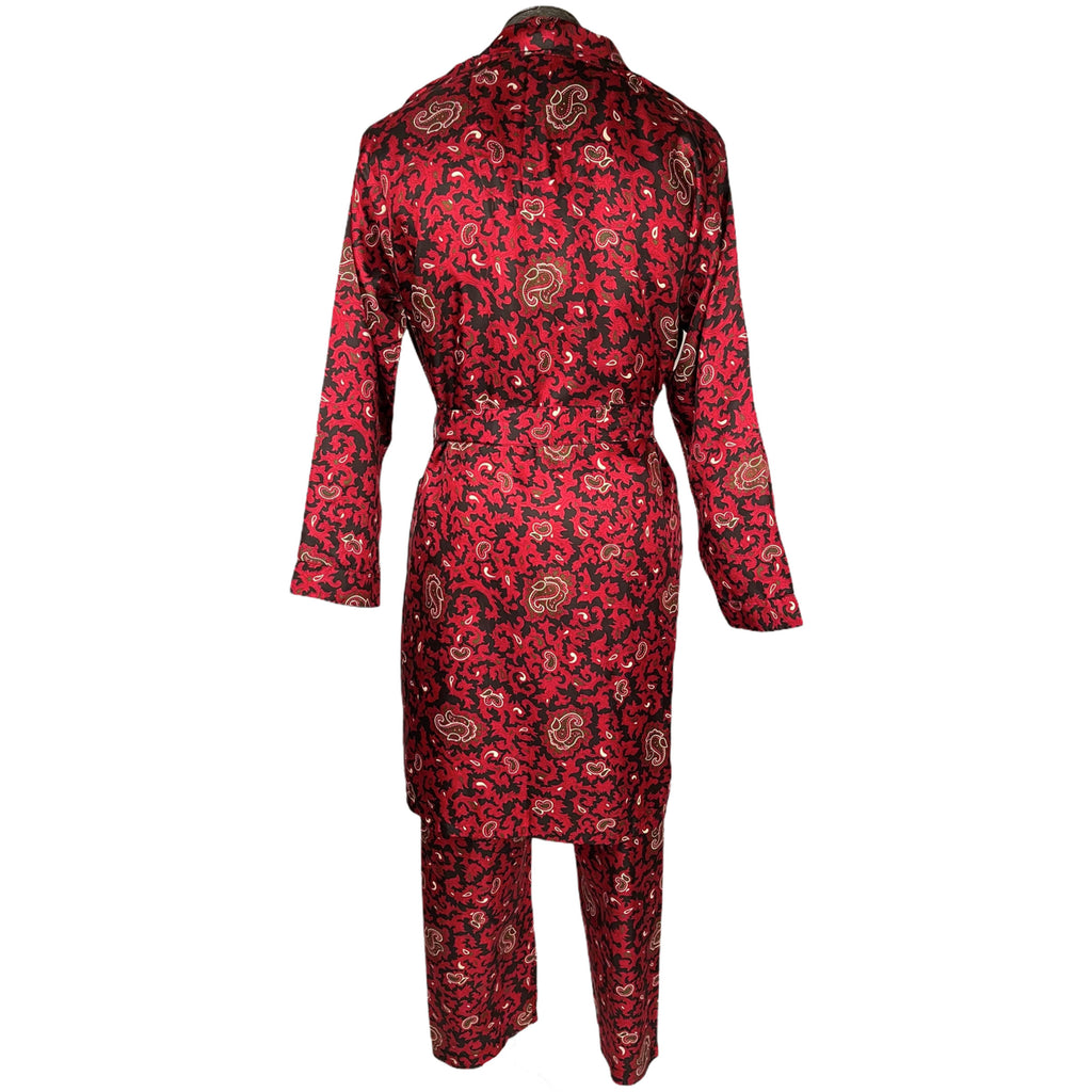 Vintage 1960s Silk Pyjamas & Robe Paisley Dressing Gown M L
