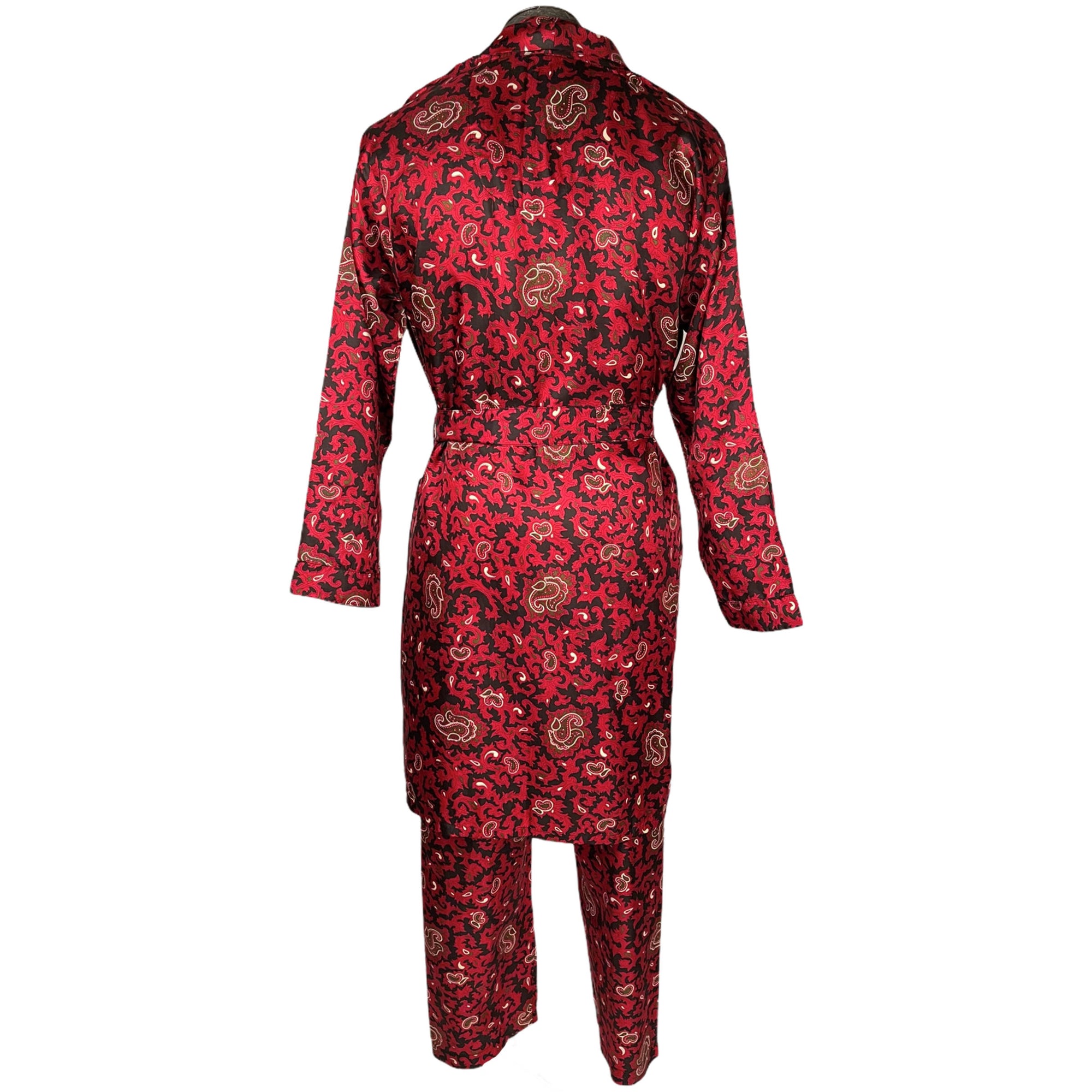 Vintage 1960s Silk Pyjamas & Robe Paisley Dressing Gown M L