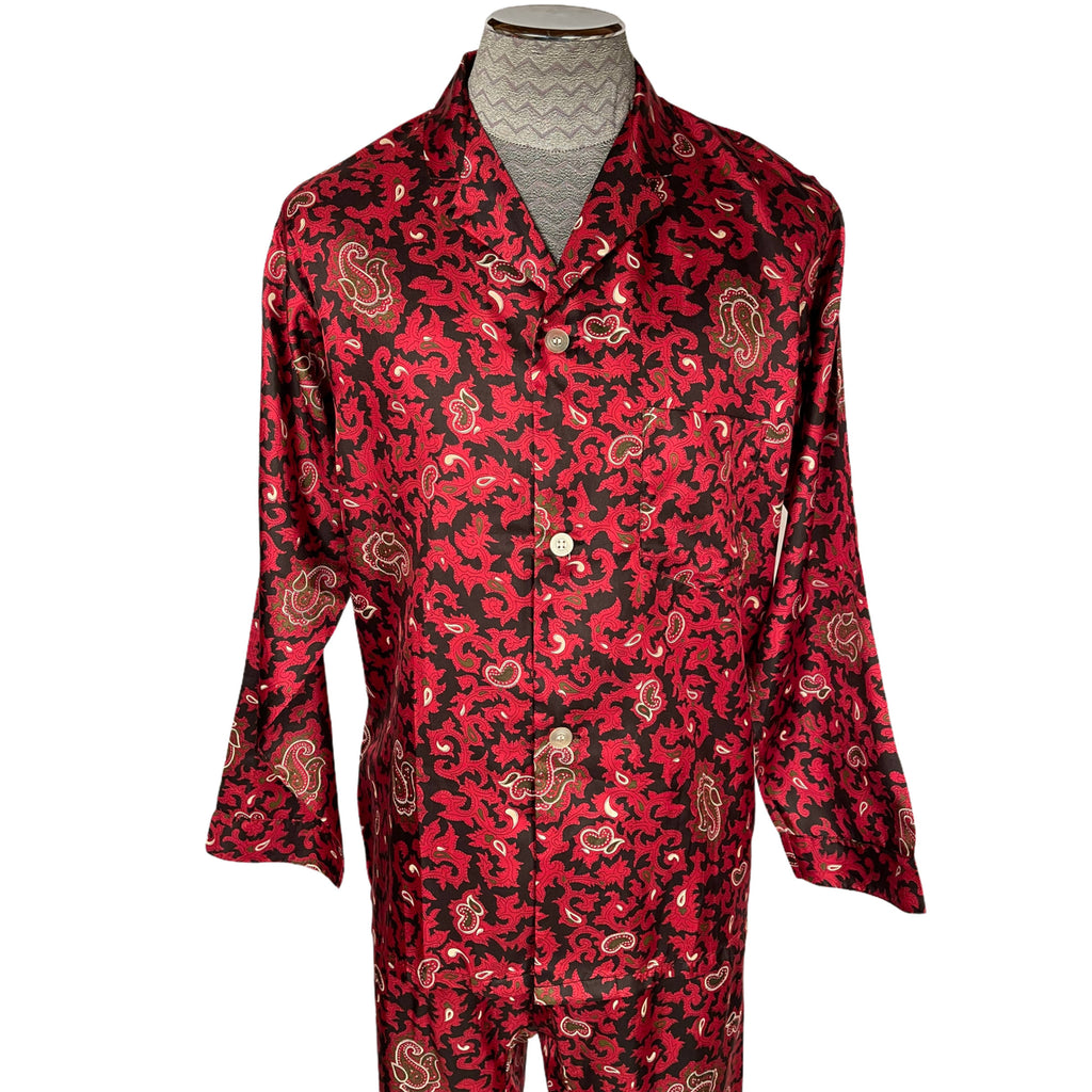 Vintage 1960s Silk Pyjamas & Robe Paisley Dressing Gown M L
