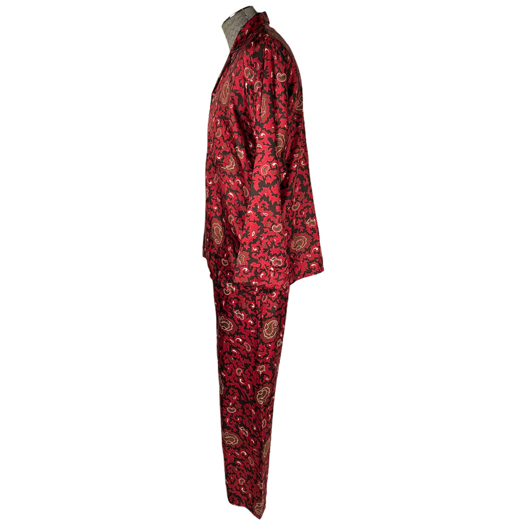 Vintage 1960s Silk Pyjamas & Robe Paisley Dressing Gown M L
