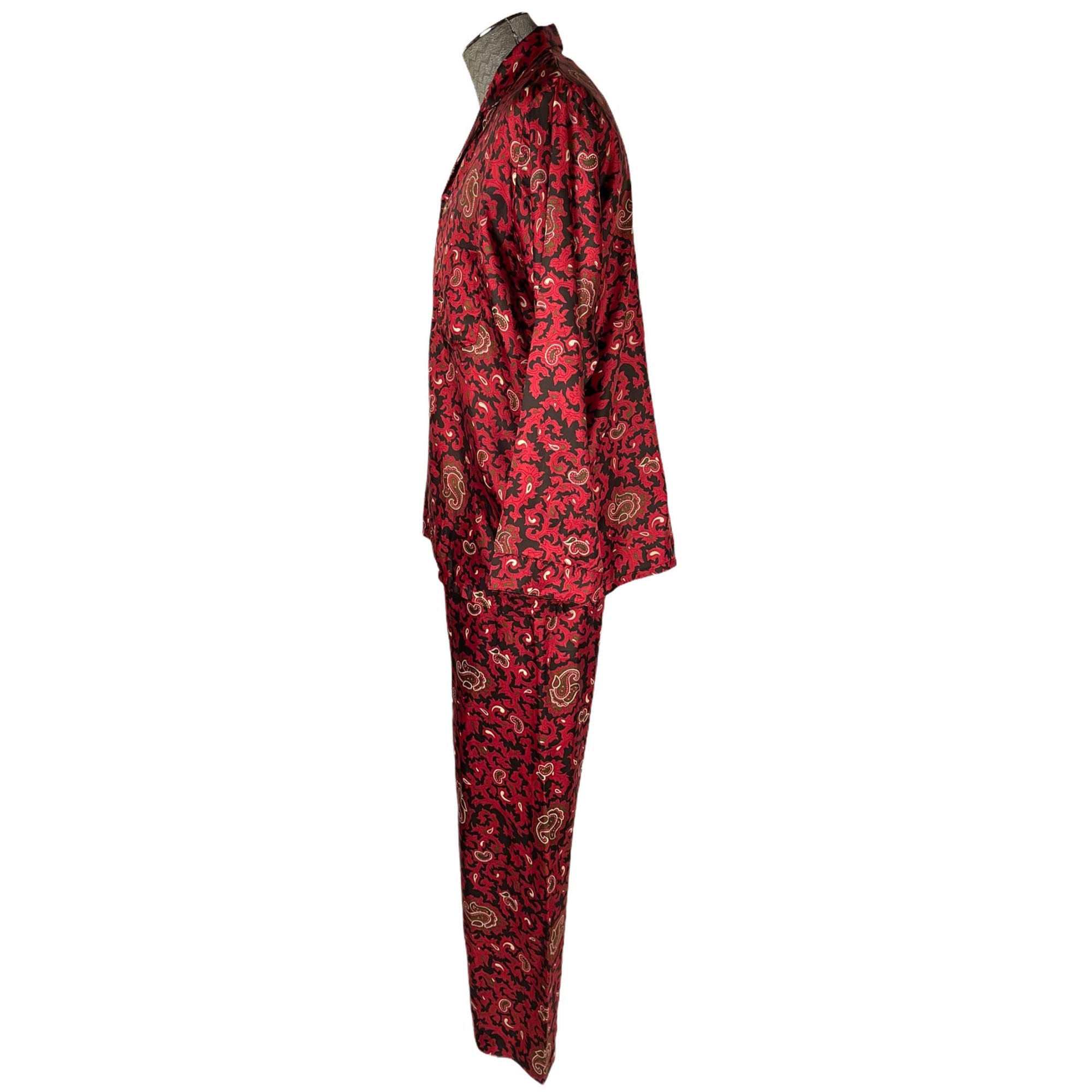 Vintage 1960s Silk Pyjamas & Robe Paisley Dressing Gown M L