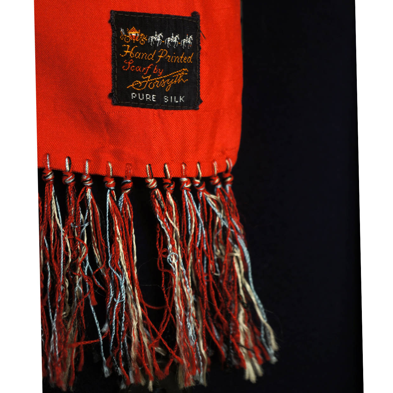 Vintage Mens Red Silk Fringed Paisley Scarf by Forsyth 1940s Fashion Foulard - Poppy's Vintage Clothing