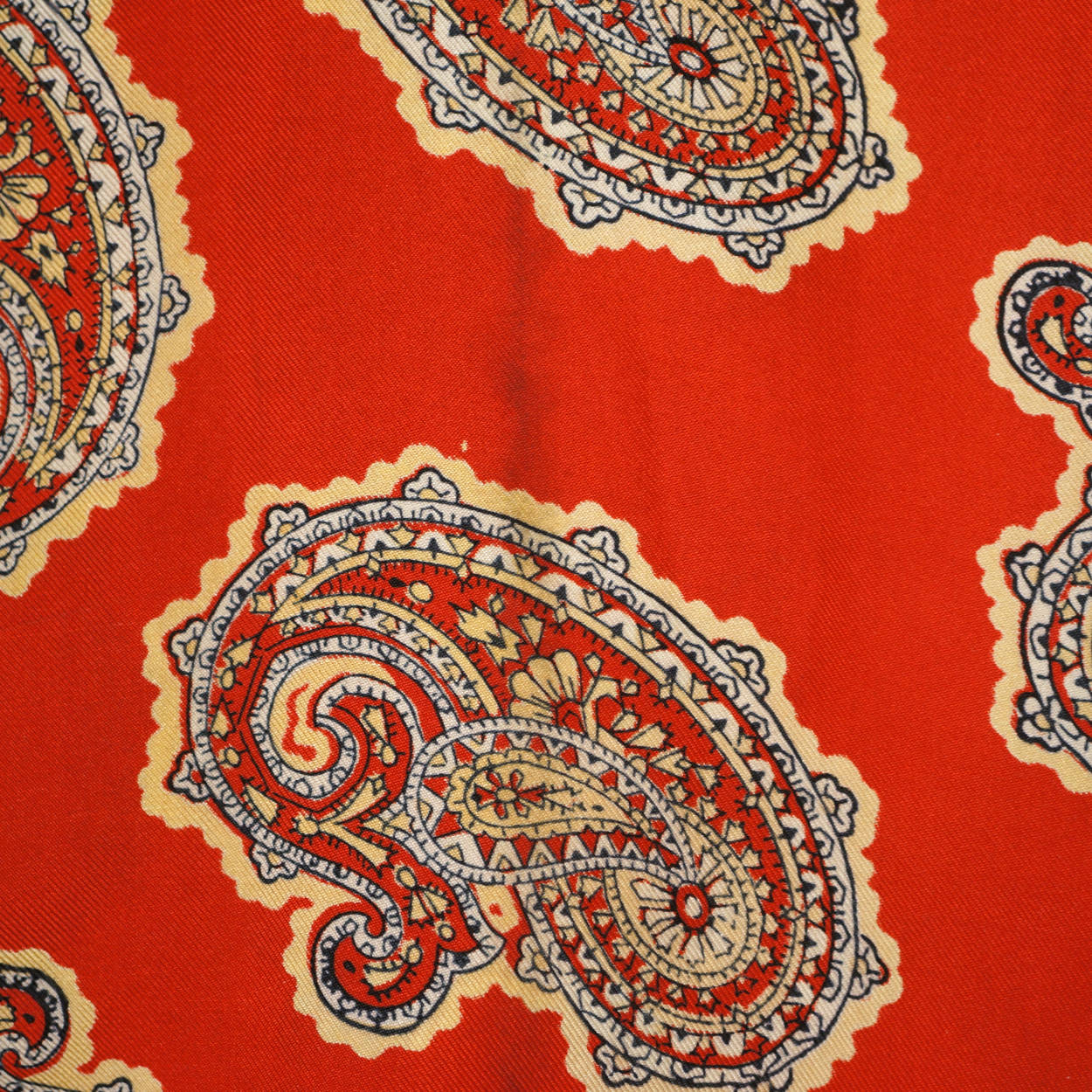 Vintage Mens Red Silk Fringed Paisley Scarf by Forsyth 1940s Fashion Foulard - Poppy's Vintage Clothing