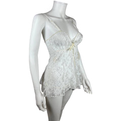 NWT 1970s Vintage Babydoll Nightie w Panties White Lace Sz S