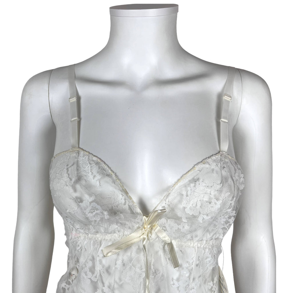 NWT 1970s Vintage Babydoll Nightie w Panties White Lace Sz S