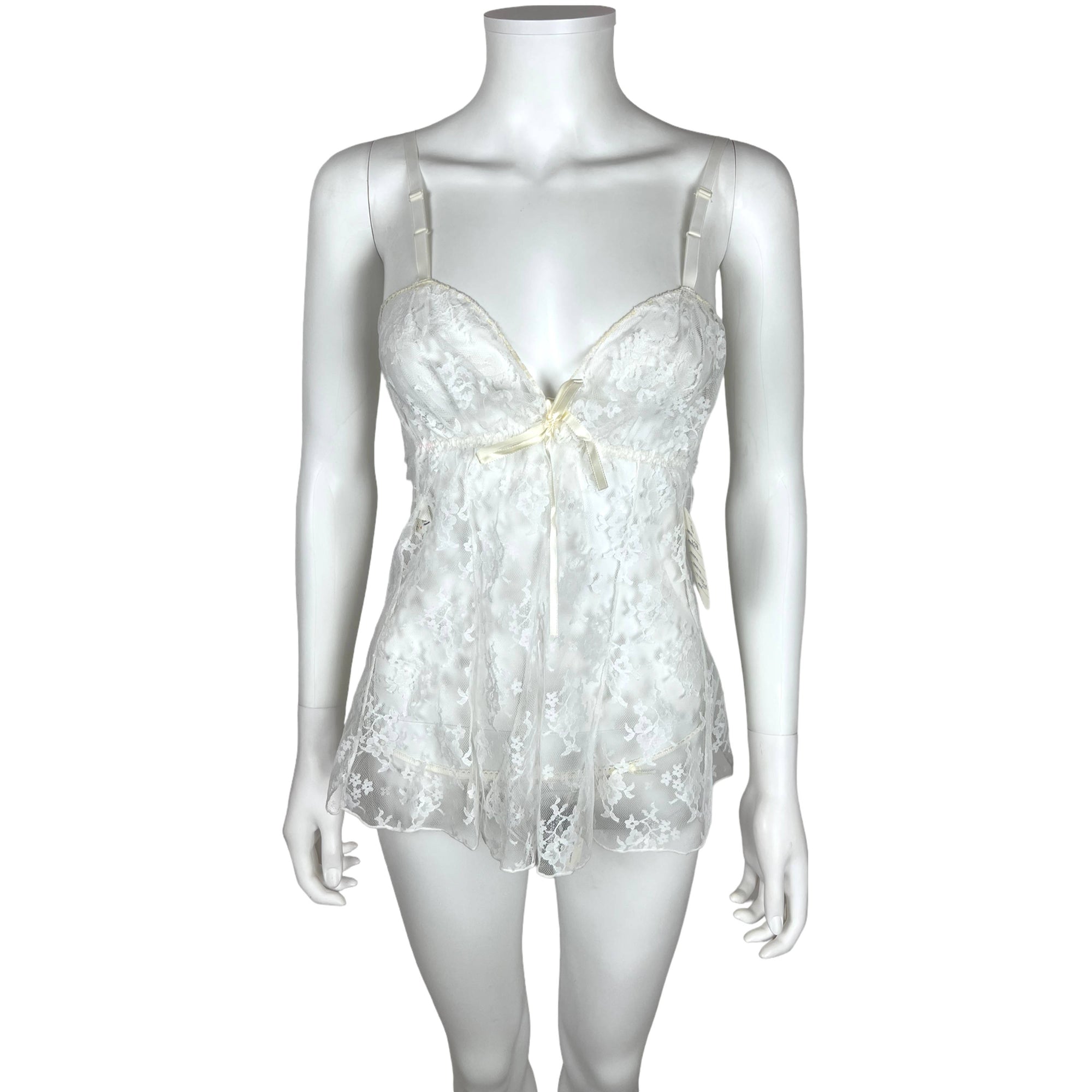 NWT 1970s Vintage Babydoll Nightie w Panties White Lace Sz S