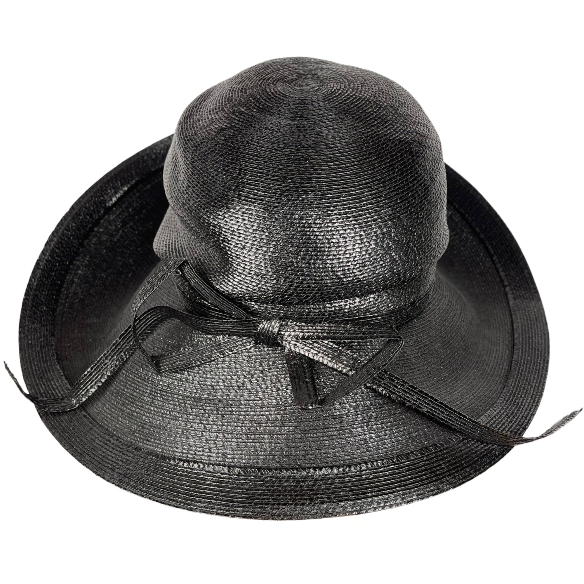 Vintage 60s Frank Olive Black Milan Straw Hat Bloomingdales NY