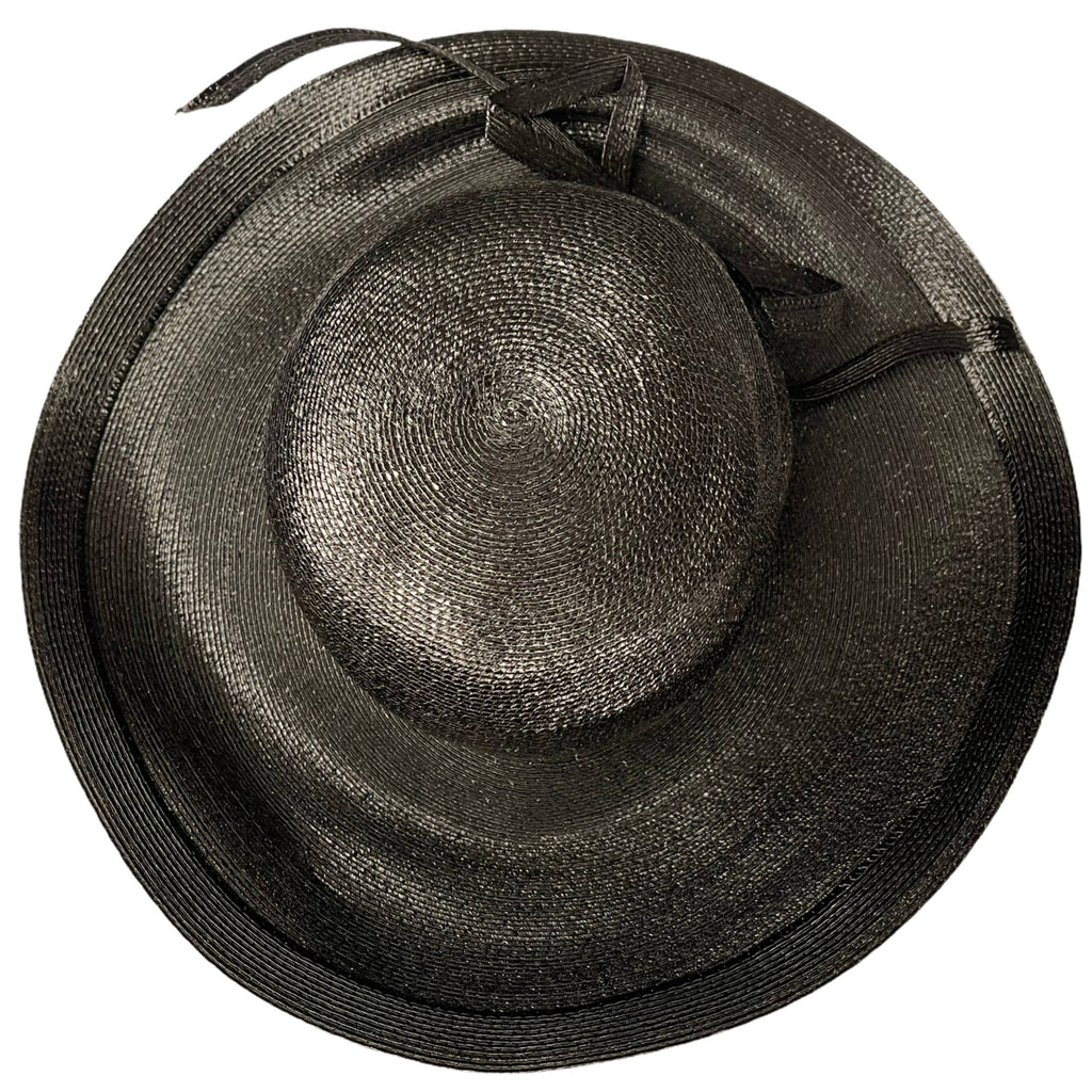 Vintage 60s Frank Olive Black Milan Straw Hat Bloomingdales NY