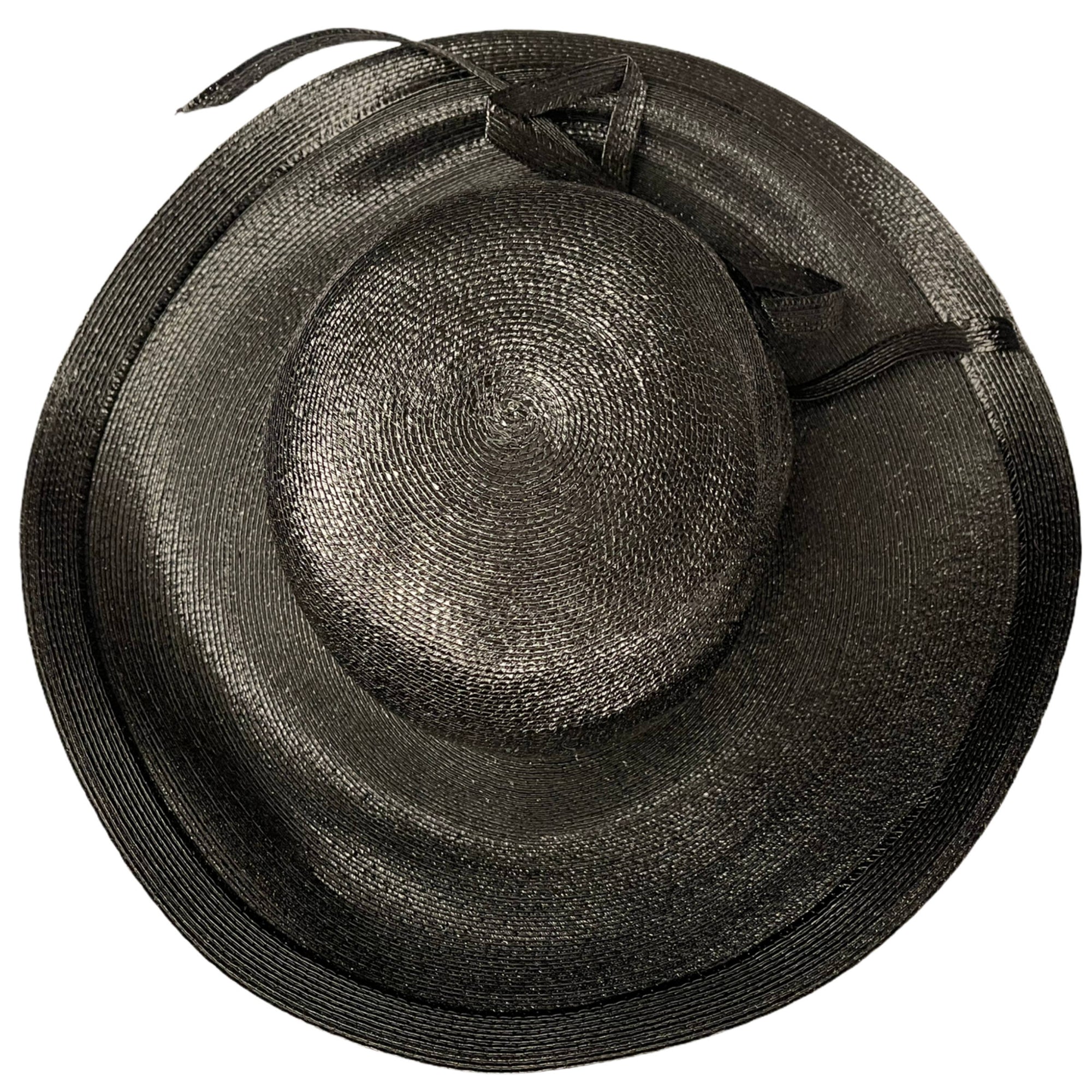Vintage 60s Frank Olive Black Milan Straw Hat Bloomingdales NY