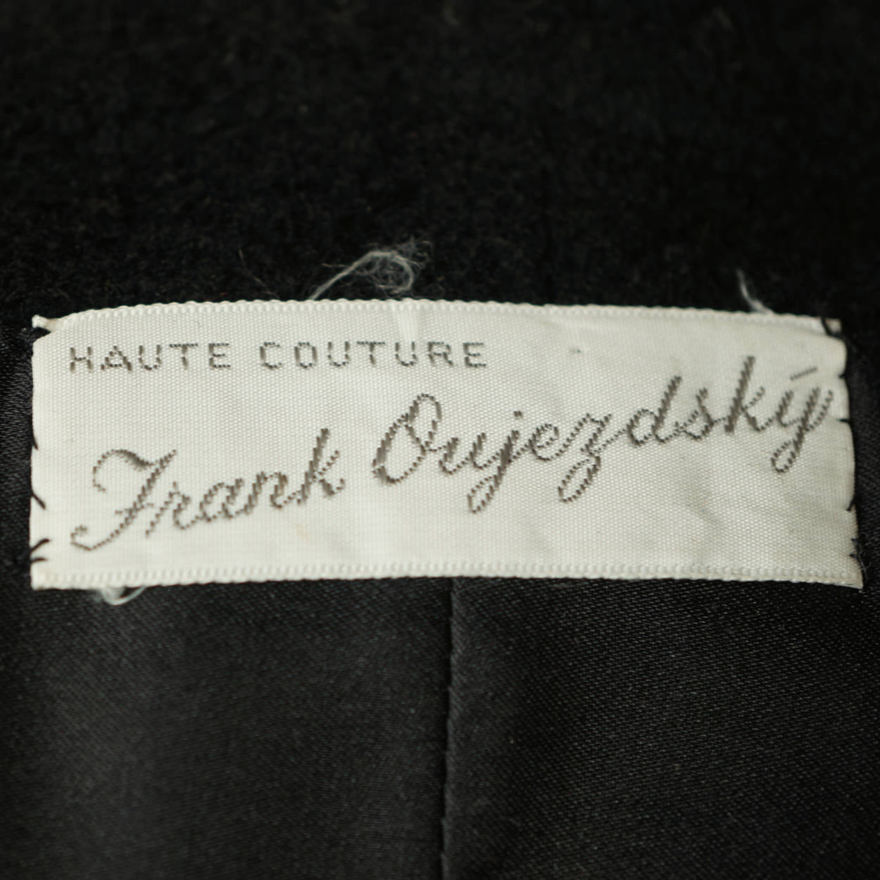 Vintage 1950s Black Wool Coat Haute Couture Frank Oujezdsky Montreal Ladies S - Poppy's Vintage Clothing