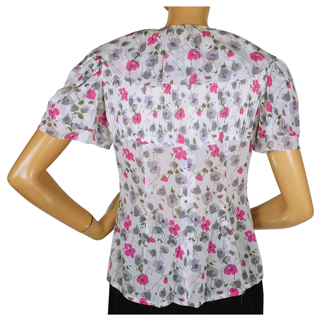 Vintage Blouse Floral Cotton Voile Frank Oujezdsky Haute Couture Montreal 1960s - Poppy's Vintage Clothing