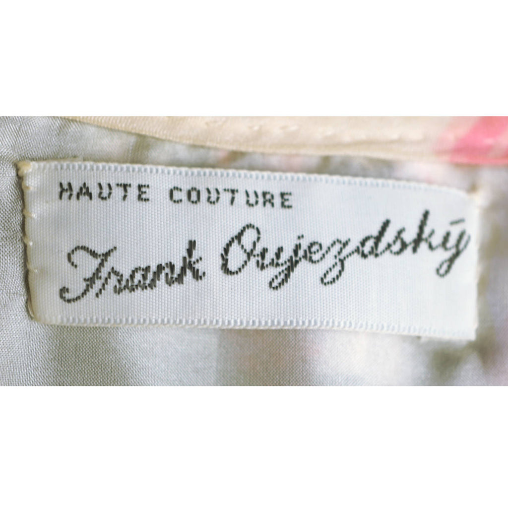 Vintage Silk Blouse Rose Floral Pattern Frank Oujezdsky Haute Couture 1960s - Poppy's Vintage Clothing