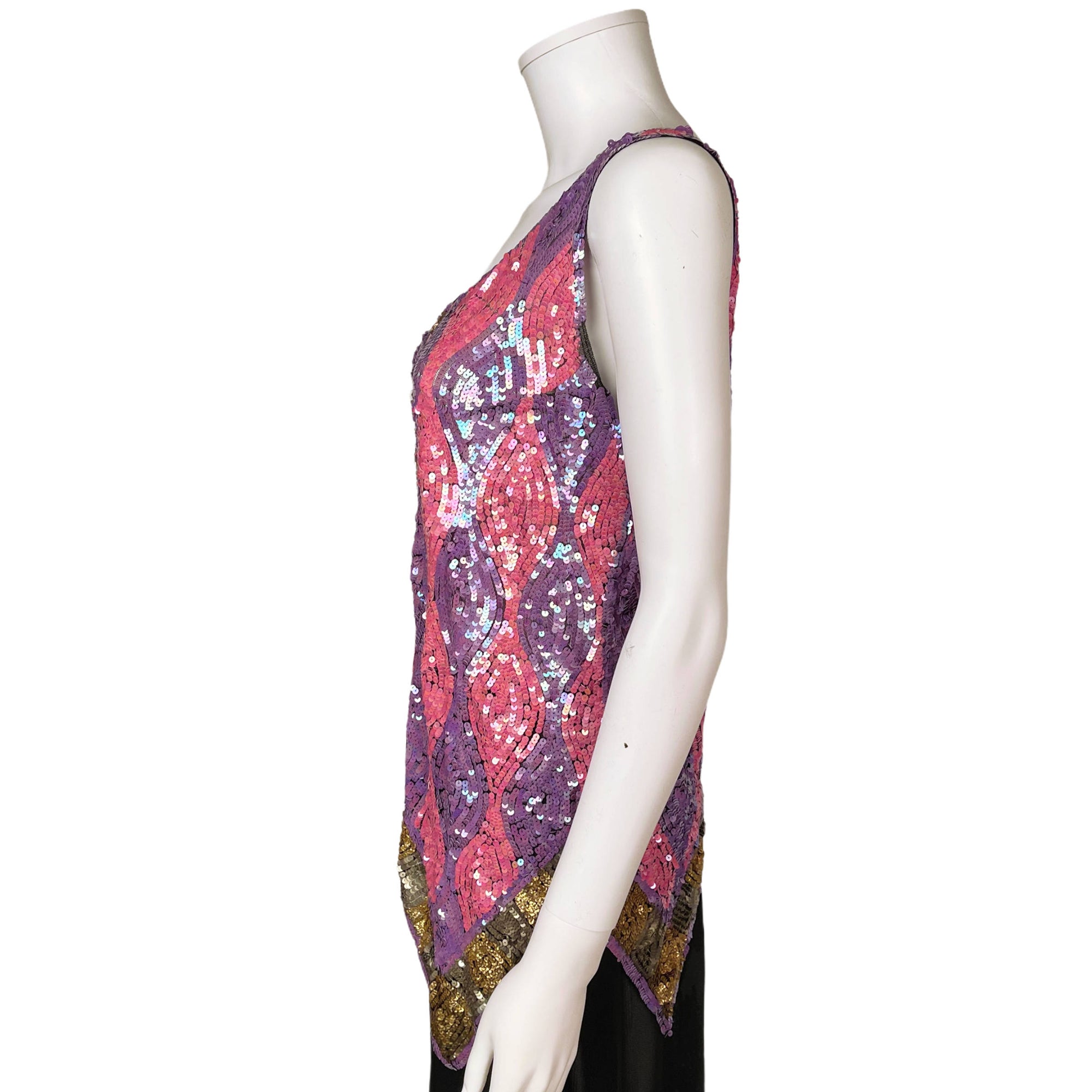 Vintage 1920s Flapper Top Sequins on Net Blouse Size S