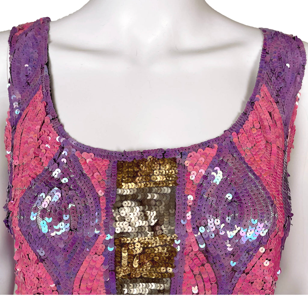Vintage 1920s Flapper Top Sequins on Net Blouse Size S