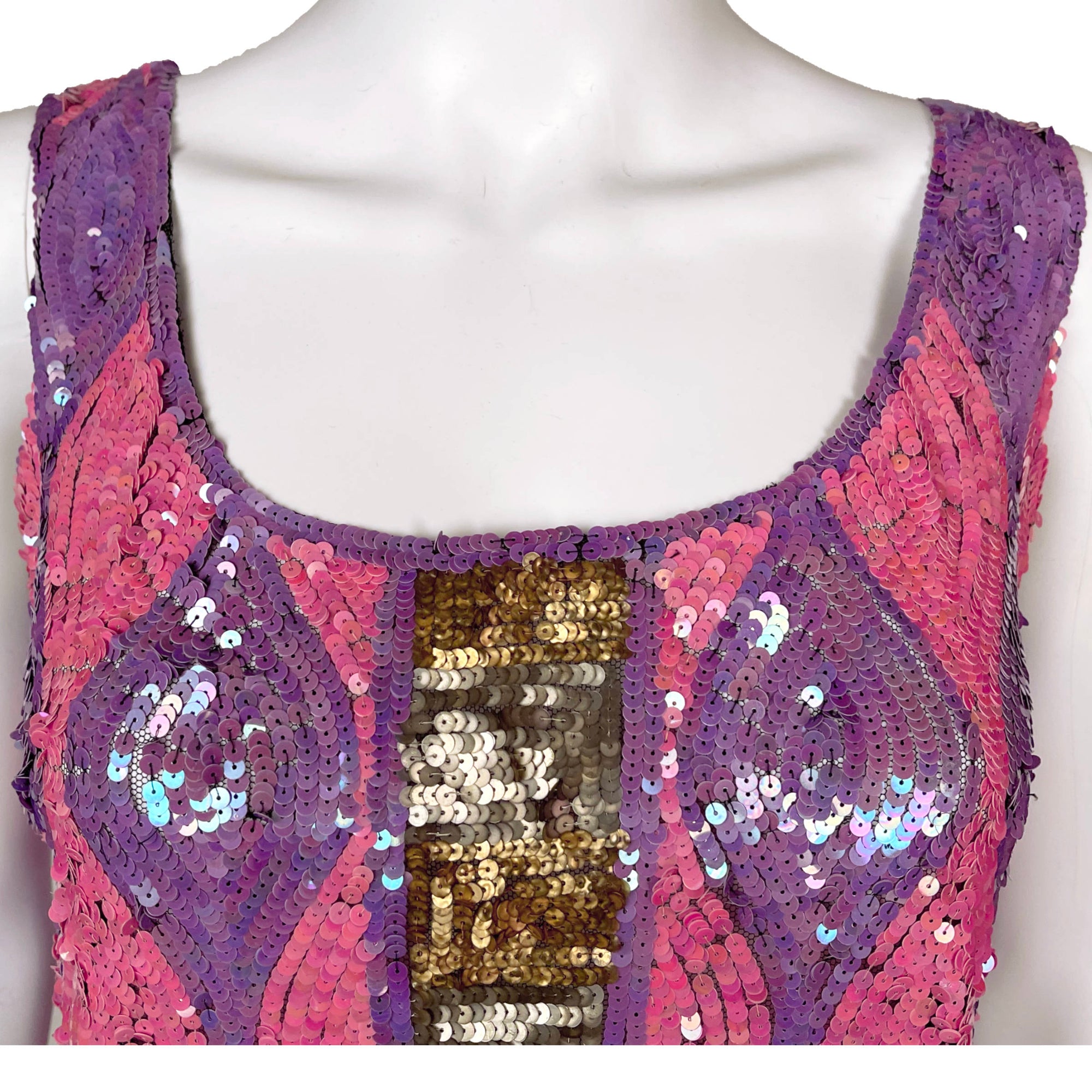Vintage 1920s Flapper Top Sequins on Net Blouse Size S