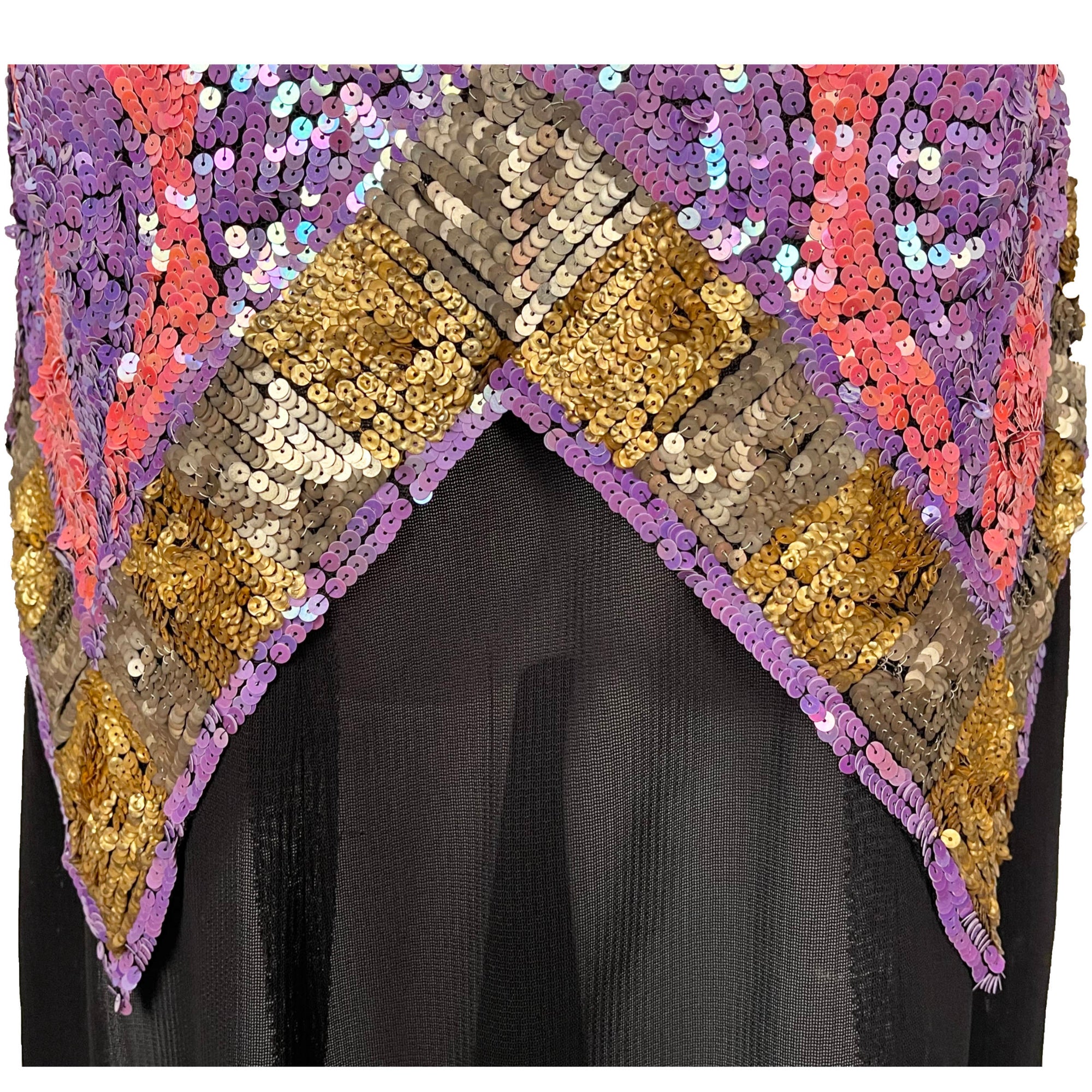 Vintage 1920s Flapper Top Sequins on Net Blouse Size S