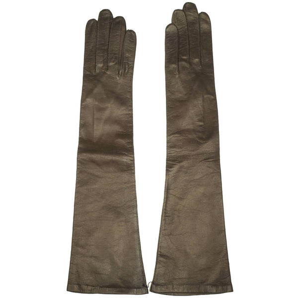 Vintage 1950s Long Brown Kid Leather Gloves Unused Made in France Ladies Sz 6.5 - Poppy's Vintage Clothing