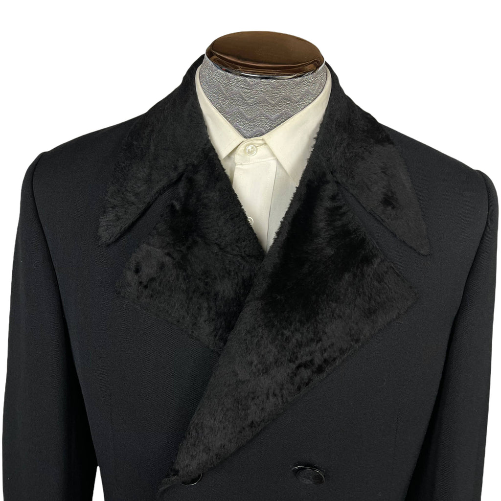 Vintage 1960s Dandy Fashion Coat Wool Gabardine & Velvet M
