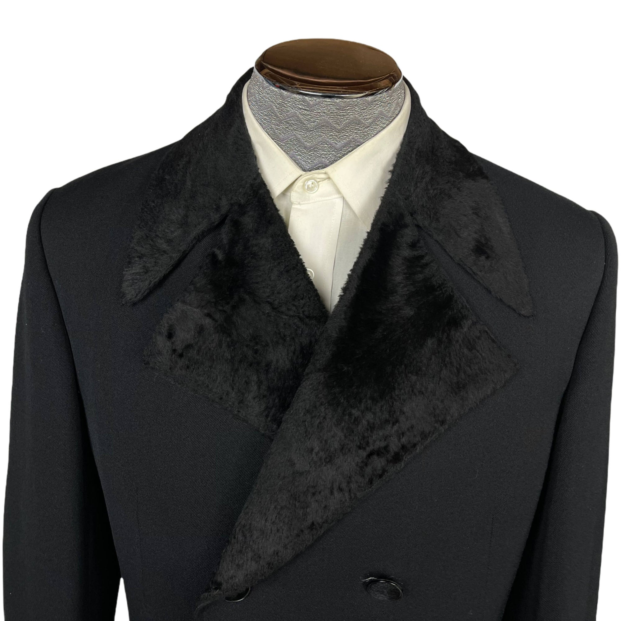 Vintage 1960s Dandy Fashion Coat Wool Gabardine & Velvet M
