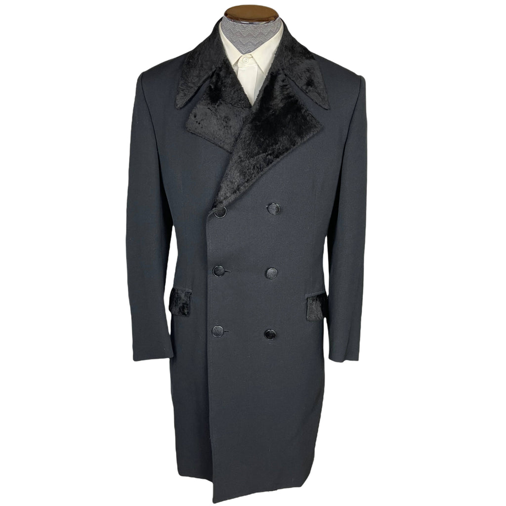 Vintage 1960s Dandy Fashion Coat Wool Gabardine & Velvet M