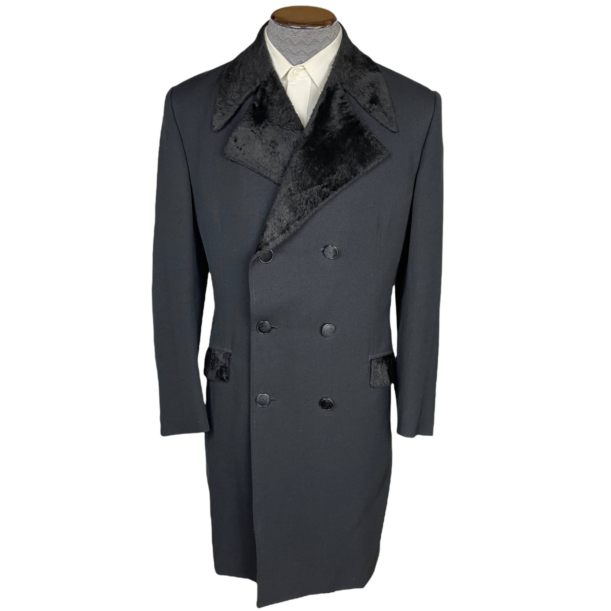 Vintage 1960s Dandy Fashion Coat Wool Gabardine & Velvet M