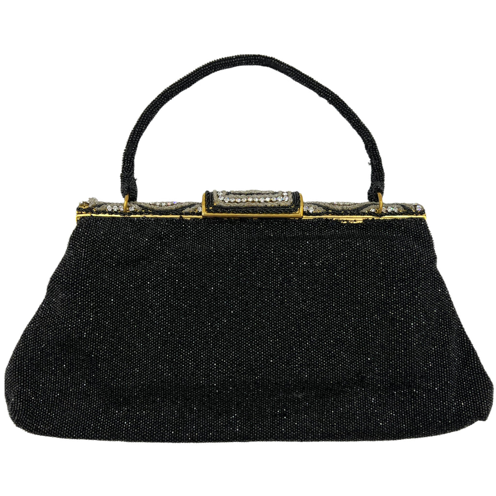 Vintage 1950s Beaded Evening Bag with Diamante Clasp France