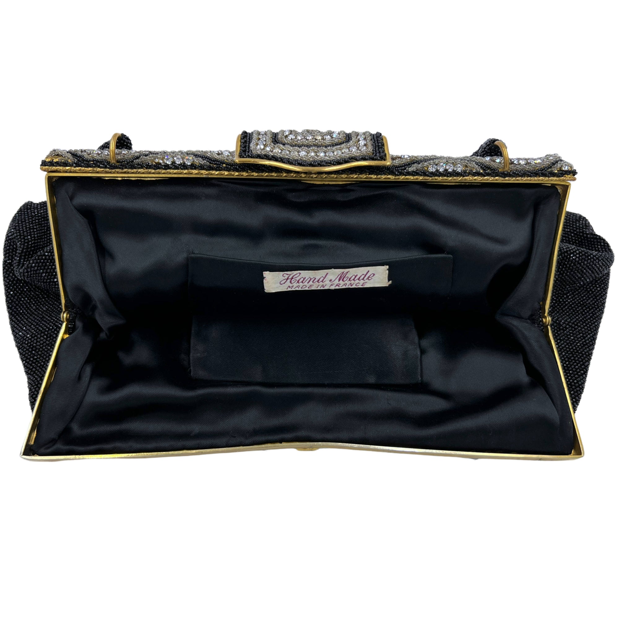 Vintage 1950s Beaded Evening Bag with Diamante Clasp France