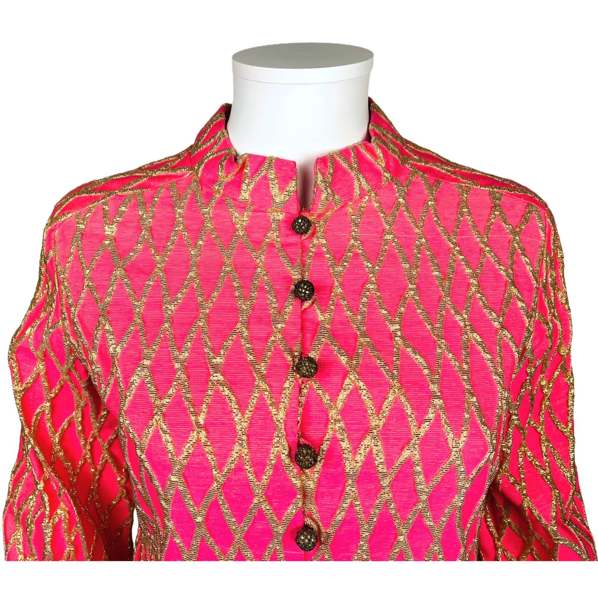 Vintage Mod 60s Mini Dress Pink & Gold Paris Original Sz M