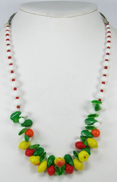 Carmen Miranda Glass Fruit Necklace 1940s - Poppy's Vintage Clothing