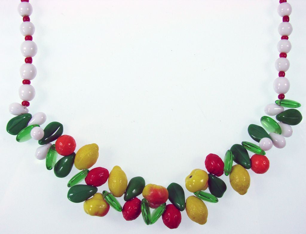Carmen Miranda Glass Fruit Necklace 1940s - Poppy's Vintage Clothing