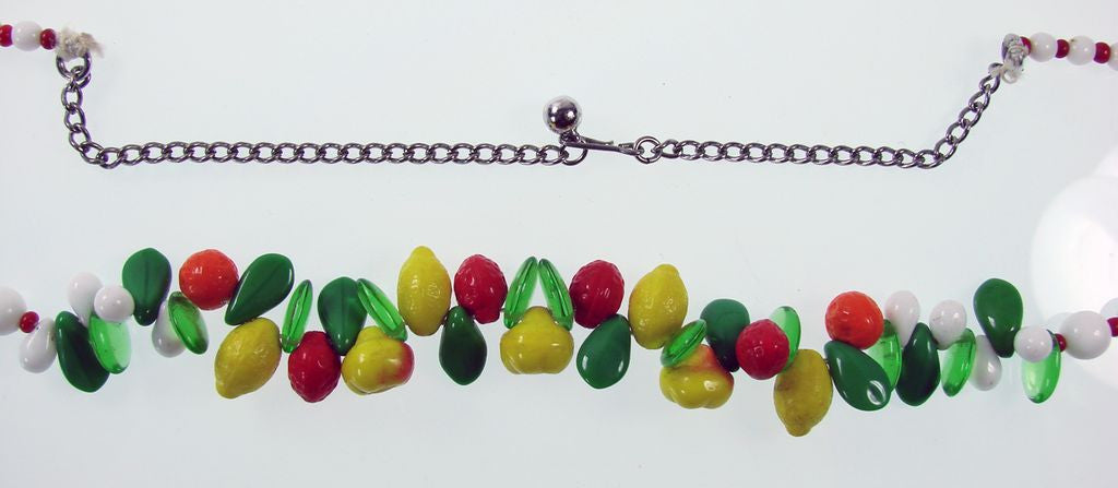 Carmen Miranda Glass Fruit Necklace 1940s - Poppy's Vintage Clothing