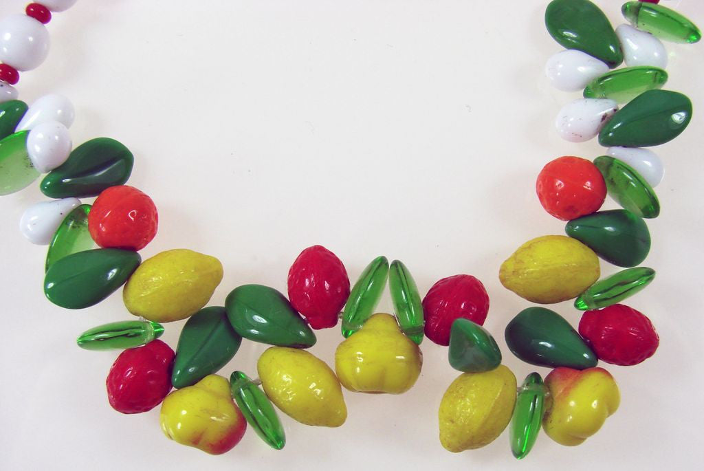 Carmen Miranda Glass Fruit Necklace 1940s - Poppy's Vintage Clothing