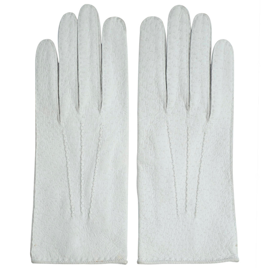 Vintage 60s French White Peccary Leather Gloves Size 6 3/4 - Poppy's Vintage Clothing