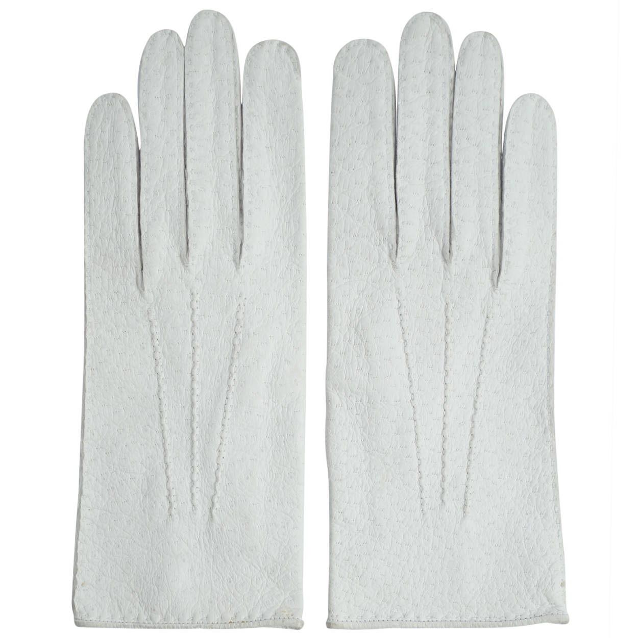 Vintage 60s French White Peccary Leather Gloves Size 6 3/4 - Poppy's Vintage Clothing