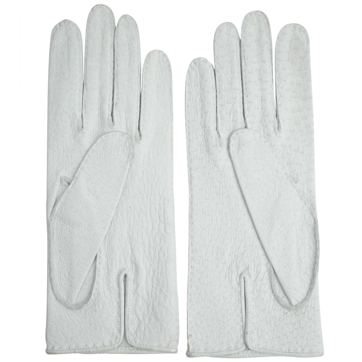 Vintage 60s French White Peccary Leather Gloves Size 6 3/4 - Poppy's Vintage Clothing