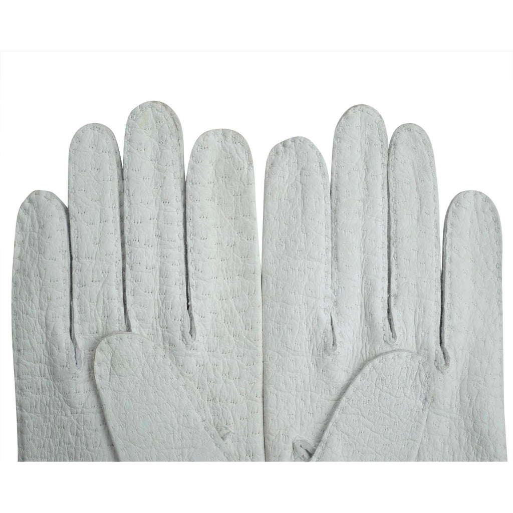 Vintage 60s French White Peccary Leather Gloves Size 6 3/4 - Poppy's Vintage Clothing