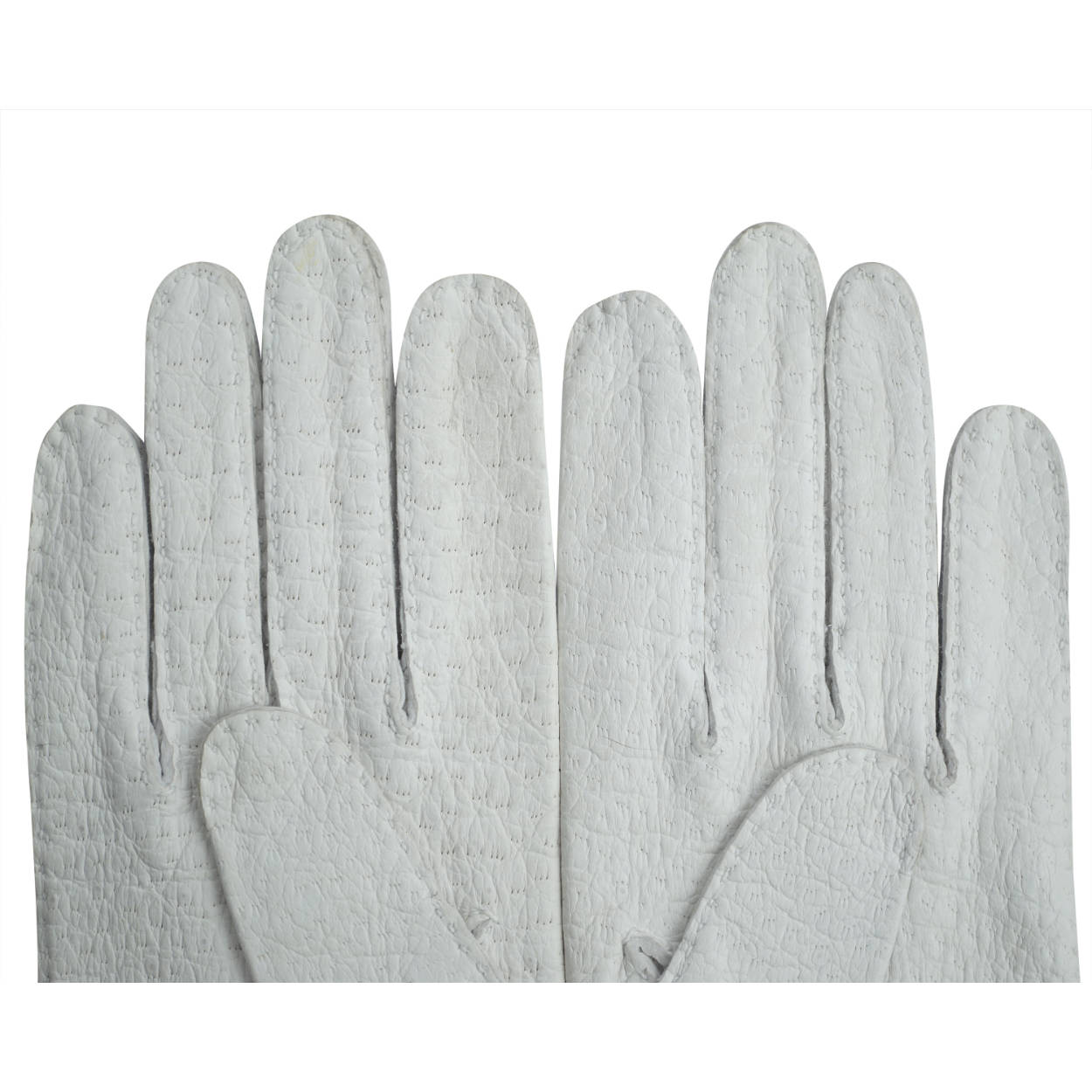 Vintage 60s French White Peccary Leather Gloves Size 6 3/4 - Poppy's Vintage Clothing