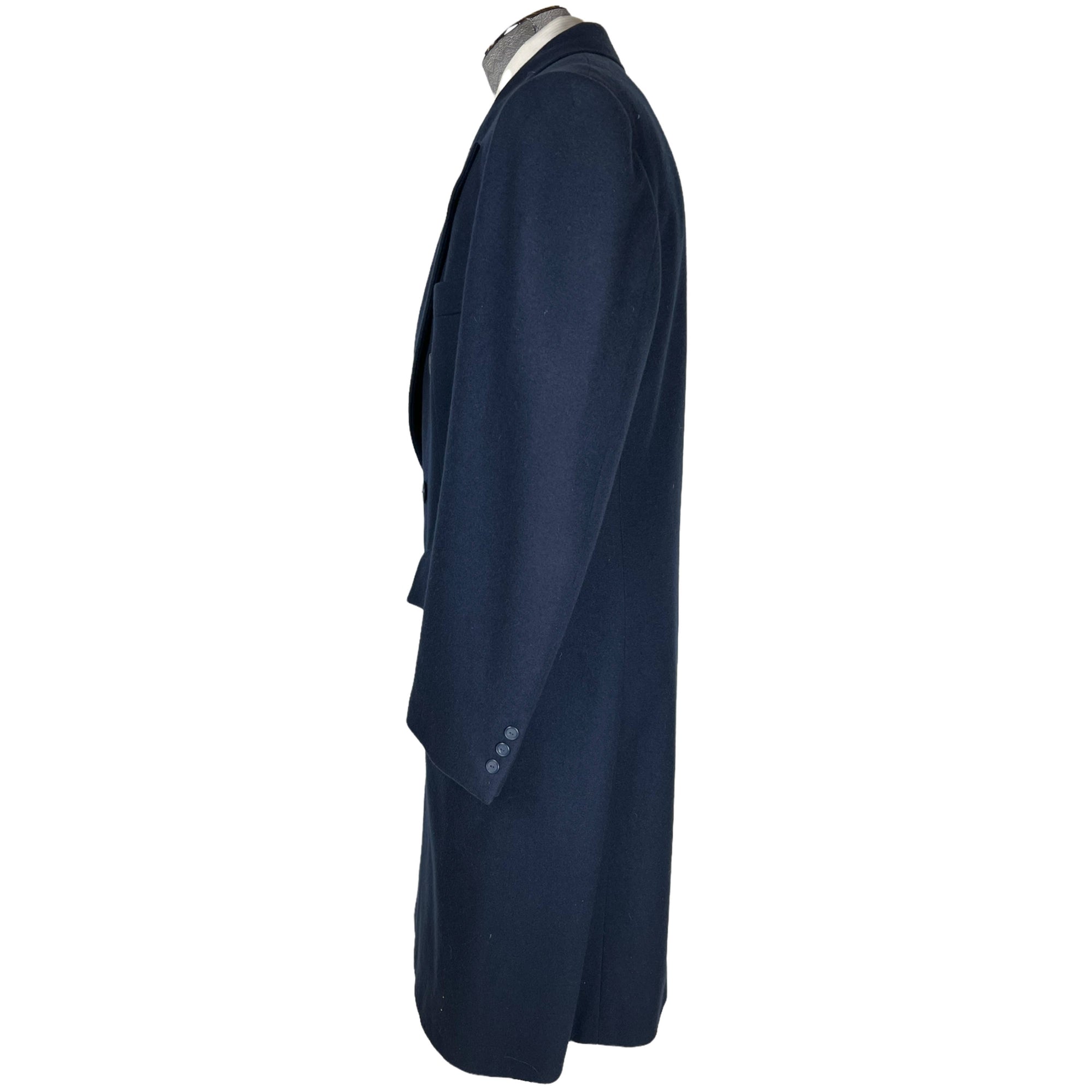 Vintage 1970s Overcoat Blue Wool Mens Coat Size L
